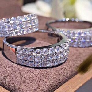 Women's Zirconia Pavé Designed Band Across the Top Half